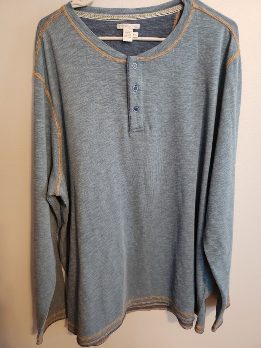 Carbon2Cobalt 100% Cotton Blue Henley Size XXL